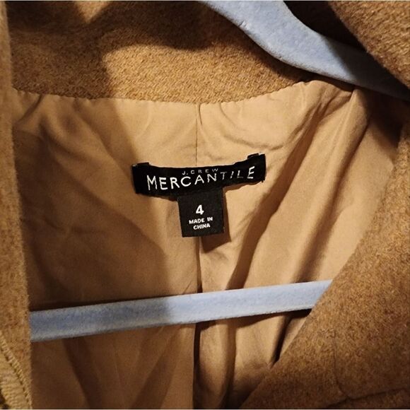 J. Crew Tan Wool-Blend Pea Coat with Standing Collar - Picture 3 of 3